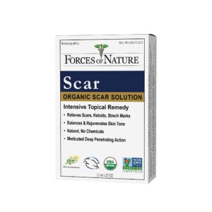 Forces of Nature Scar Treatment, Organic Homeopathic Medicine & Essential Oils, 0.37 Fl Oz, Helps Reduce Appearance of Stretch Marks, Burns, Keloid, Atrophic Acne, Surgical & Hypertrophic Scars