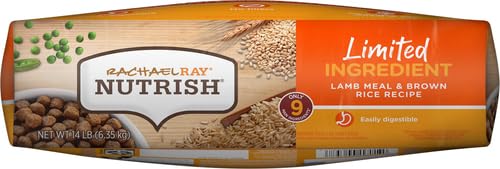 Rachael Ray Nutrish Limited Ingredient Lamb Meal & Brown Rice Recipe, Dry Dog Food, 14 Pound Bag (Packaging Design May Vary)