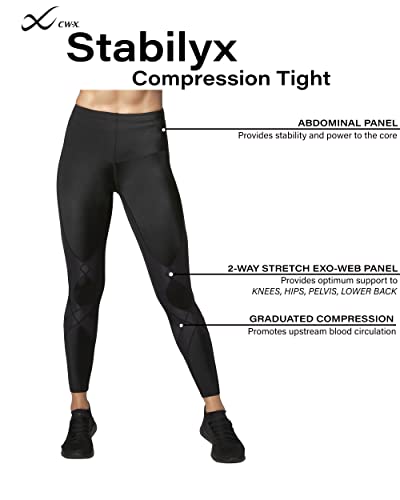 CW-X Women's Stabilyx Joint Support Compression Tight, Black, Medium