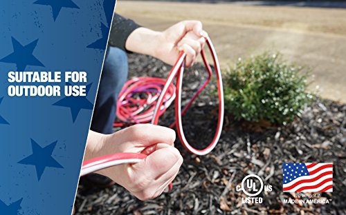 Southwire 2549SWUSA1 100-Feet; Contractor Grade; 12/3 Extension Cord; With Lighted End; Red White And Blue; American Made Extension Cord; Indoor and Outdoor Use; Water Resistant Flexible Jacket