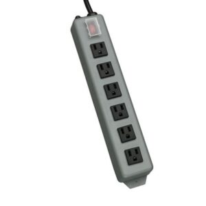 tripp lite 6 outlet waber industrial power strip, 15ft cord with 5-15p plug (ul24cb-15) blue gray