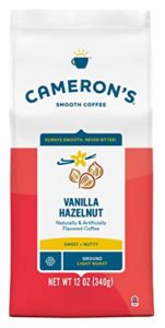 cameron's coffee roasted ground coffee bag, flavored, vanilla hazelnut, 12 ounce