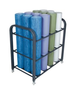 power systems studio foam roller cart, holds up to 12 6-inch diameter foam rollers, gray (80186)