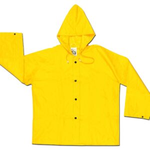 MCR Safety 300JHX2 Wizard PVC/Nylon Flame Resistant Jacket with Attached Hood, Yellow, 2X-Large