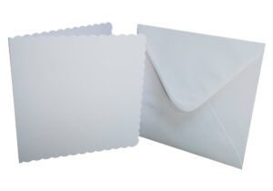 craft uk 839 8 x 8 inch scalloped card and envelope pack of 25 - white