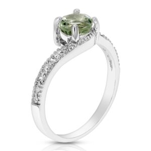 vir jewels 0.65 cttw green amethyst ring .925 sterling silver with rhodium round shape 6 mm size 8