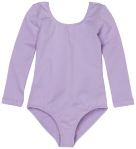 sansha little girls' suzanna long sleeve leotard, lavender ,small(c)/4-6