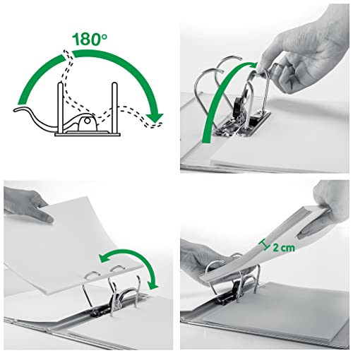 Leitz 180° A4 Plastic Lever Arch File 80mm White - Pack of 3