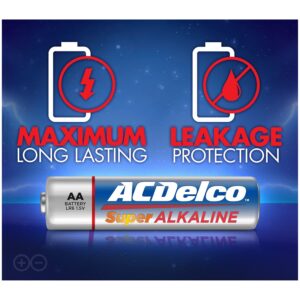 ACDelco 100-Count AA Batteries, Maximum Power Super Alkaline Battery, 10-Year Shelf Life, Reclosable Packaging