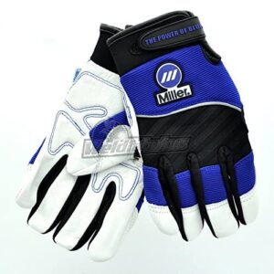 Miller Electric Metal Working Gloves - Large, Black and Blue (251067)