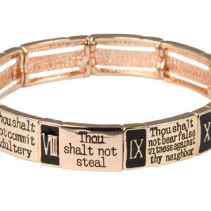 4030040 Ten Commandments 10 Stretch Bracelet Christian Scripture Religious Rose Gold Tone