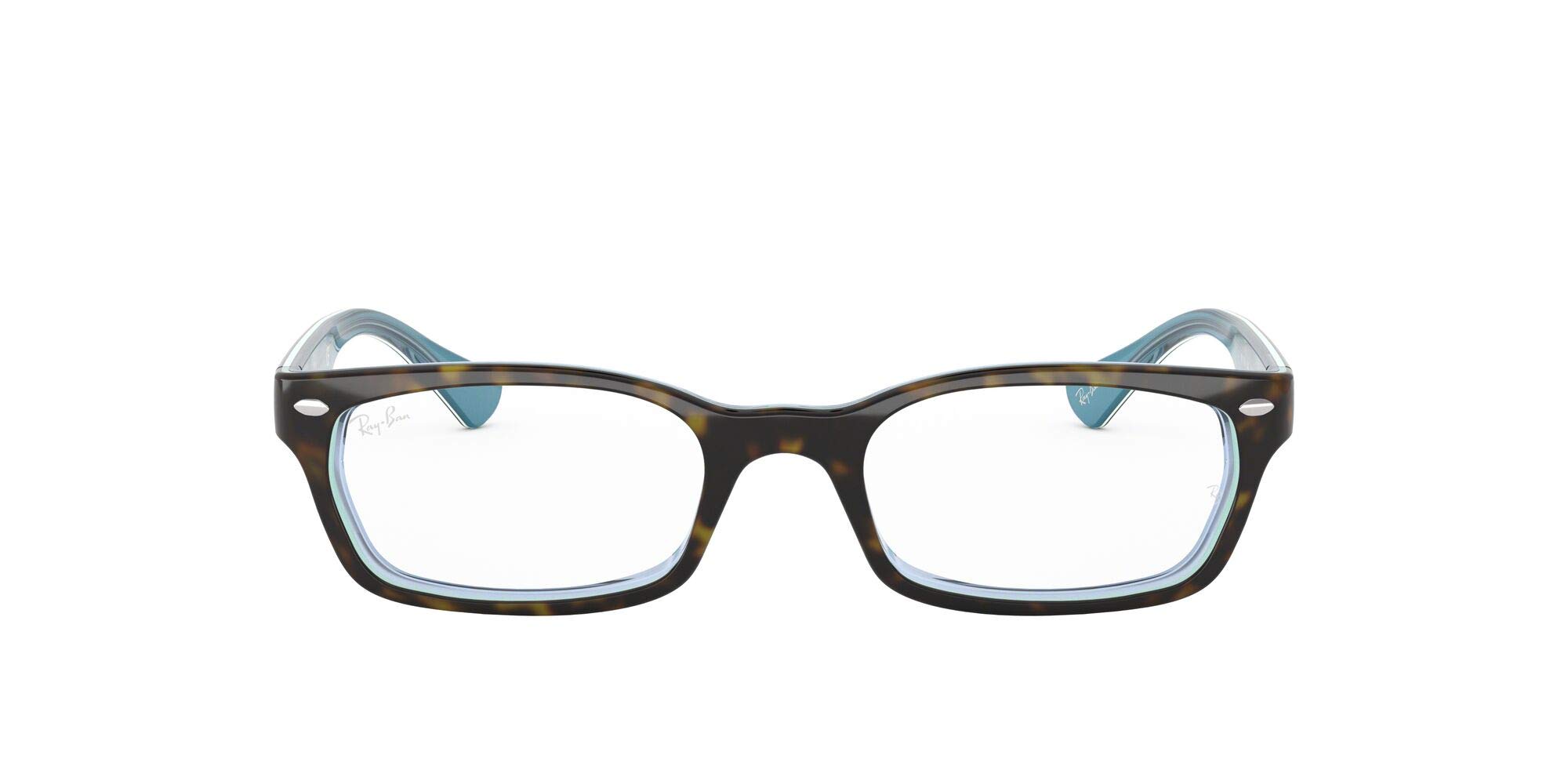 Ray-Ban RX5150 Rectangular Prescription Eyeglass Frames, Havana On Transparent Azure/Demo Lens, 50 mm