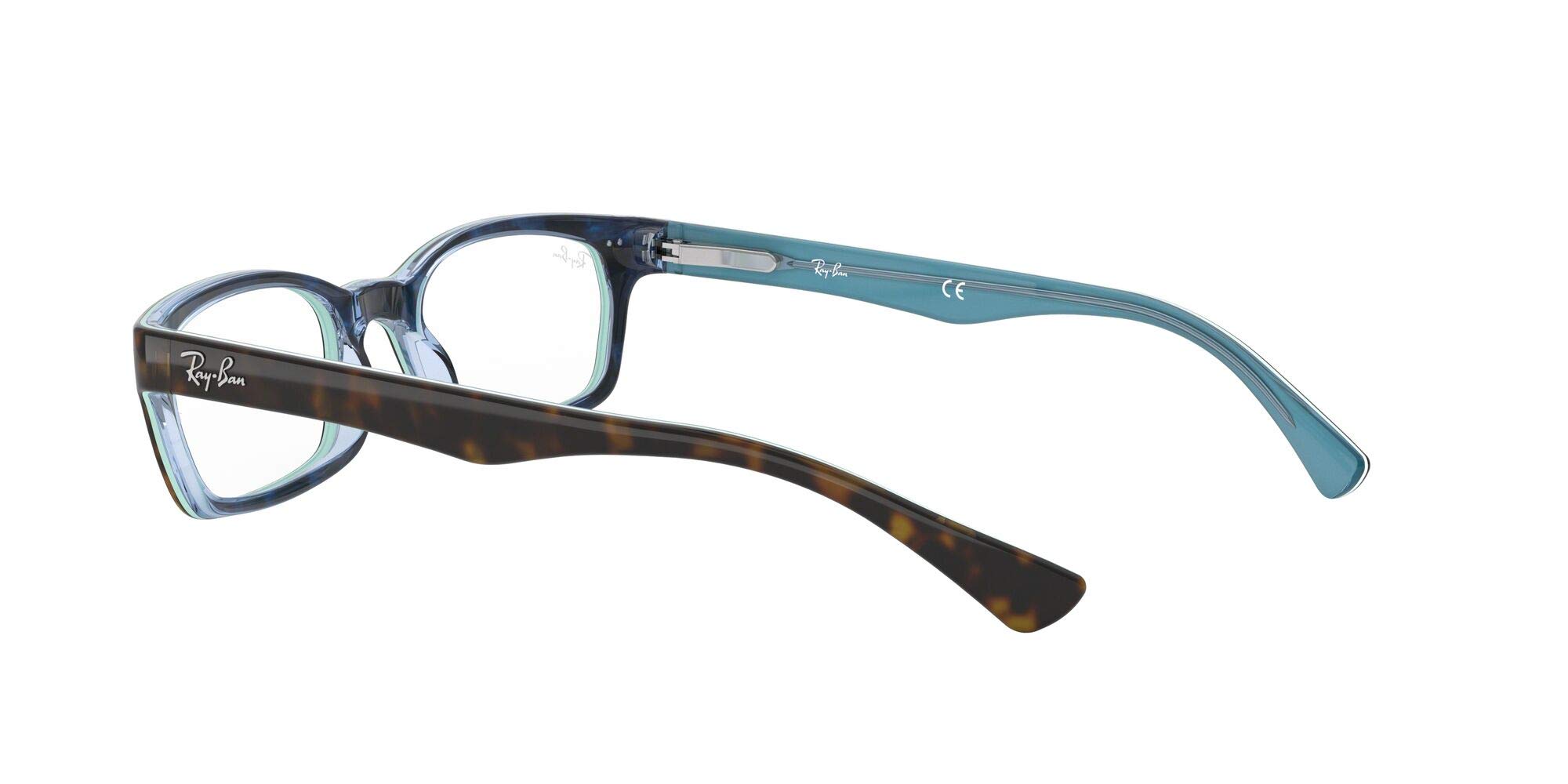 Ray-Ban RX5150 Rectangular Prescription Eyeglass Frames, Havana On Transparent Azure/Demo Lens, 50 mm