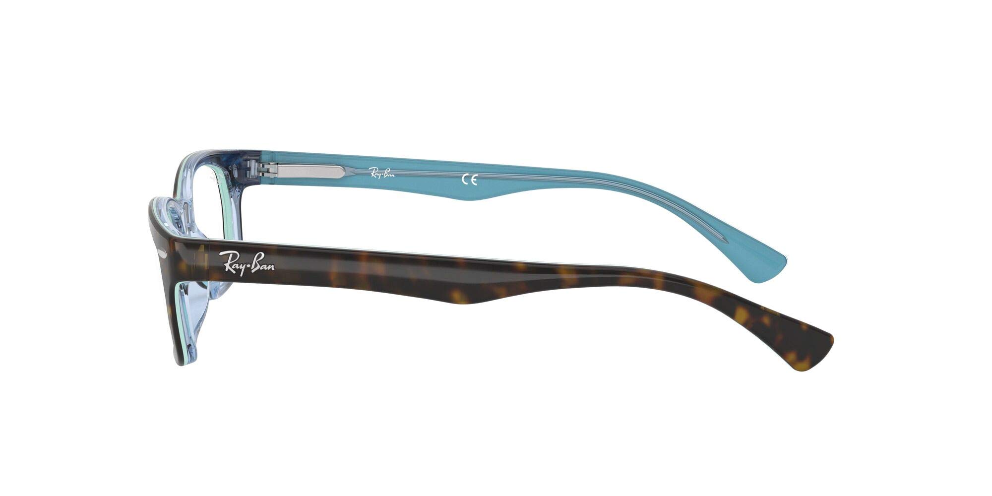 Ray-Ban RX5150 Rectangular Prescription Eyeglass Frames, Havana On Transparent Azure/Demo Lens, 50 mm