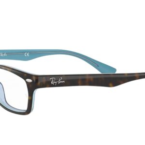 Ray-Ban RX5150 Rectangular Prescription Eyeglass Frames, Havana On Transparent Azure/Demo Lens, 50 mm