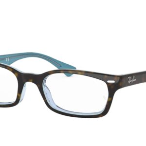 Ray-Ban RX5150 Rectangular Prescription Eyeglass Frames, Havana On Transparent Azure/Demo Lens, 50 mm