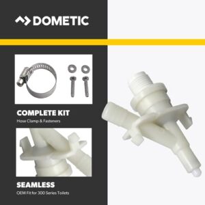 Dometic 385311641 Genuine OEM Water Valve Kit | 300 301 310 320 Dometic and Sealand Toilets | Includes Hose Clamp and Fasteners | White Compact Kit for Efficient Repair and Replacement