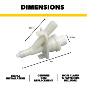 Dometic 385311641 Genuine OEM Water Valve Kit | 300 301 310 320 Dometic and Sealand Toilets | Includes Hose Clamp and Fasteners | White Compact Kit for Efficient Repair and Replacement