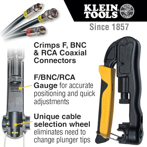 Klein Tools VDV211-063 Compression Crimper, Wire Crimper and Coaxial Crimper for Indoor and Outdoor Cabling