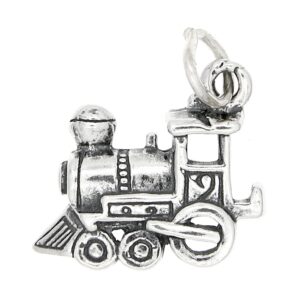 LGU Sterling Silver Oxidized Medium Size One Sided Choo Choo Train Engine Charm