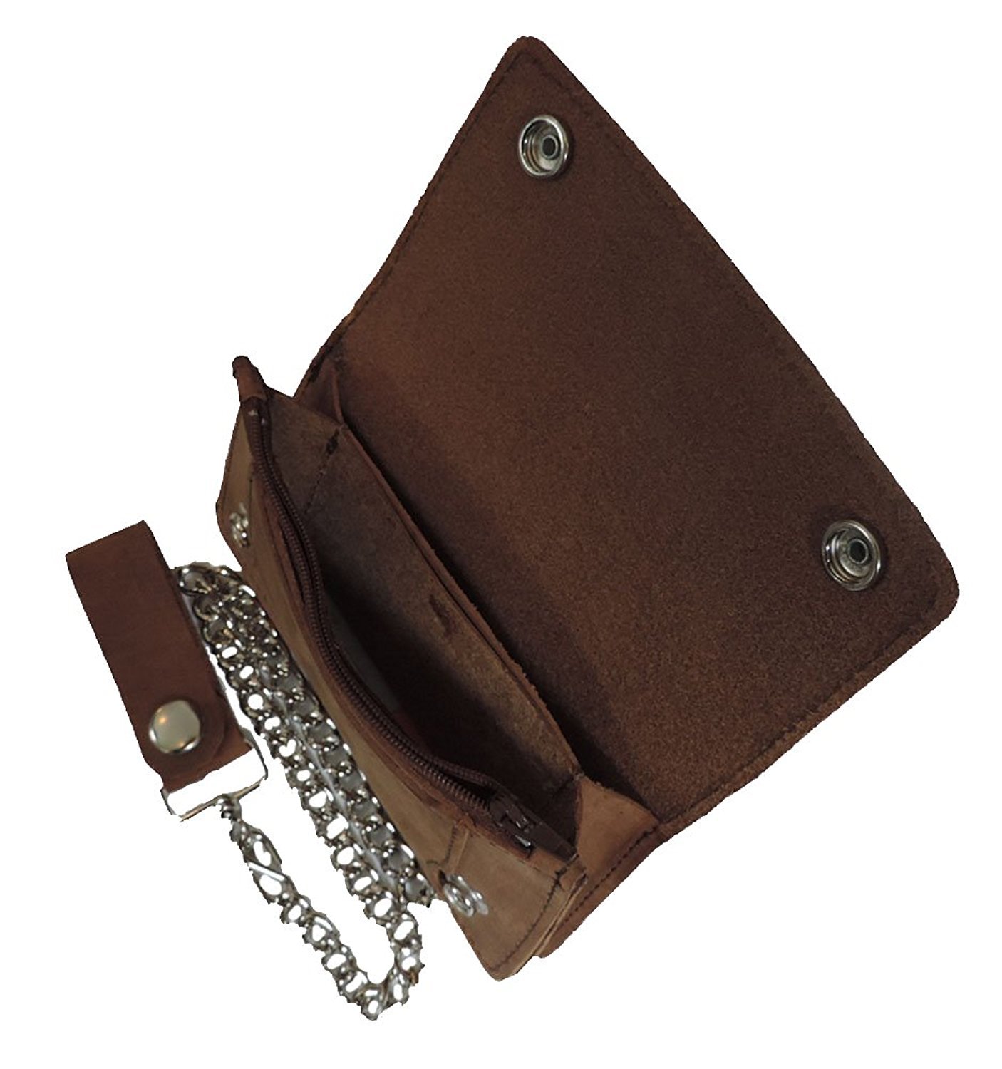 Leather Biker Billfold Chain 8 inch Wallet Natural Tan Brown Distressed Leather Made in USA