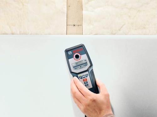 BOSCH GMS 120 Wall Scanner with Modes for Wood, Metal, and Live Wiring, Includes 9V Battery, Hand Strap, & Pouch