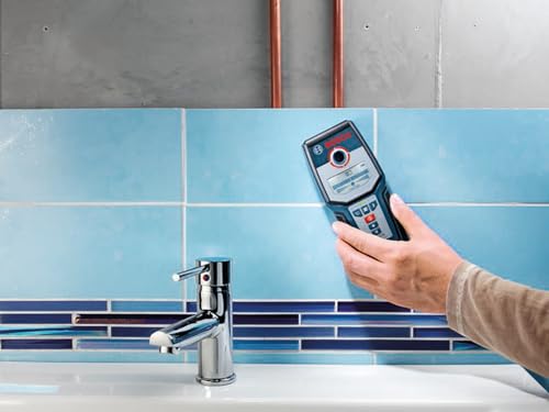 BOSCH GMS 120 Wall Scanner with Modes for Wood, Metal, and Live Wiring, Includes 9V Battery, Hand Strap, & Pouch