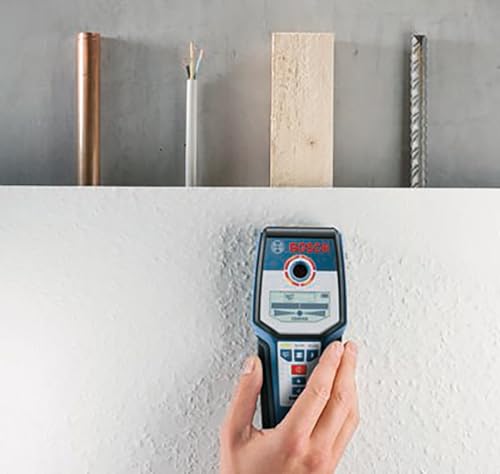 BOSCH GMS 120 Wall Scanner with Modes for Wood, Metal, and Live Wiring, Includes 9V Battery, Hand Strap, & Pouch