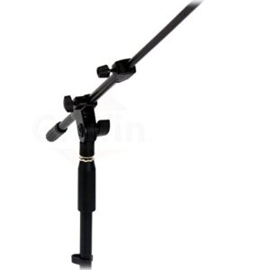 Short Microphone Stand with Boom Arm by GRIFFIN | Low Profile Tripod Mic Stand Mount for Kick Bass Drum, Studio Desktop Recording, Singing, & Guitar Amplifiers | Small Height Telescoping Boom Holder