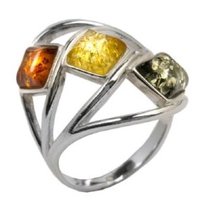 Ian and Valeri Co. Multicolor Amber Sterling Silver Classic Ring