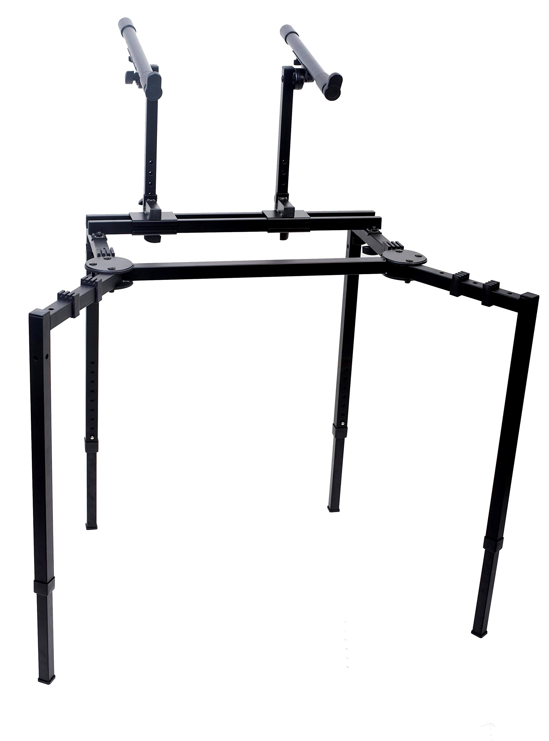 Griffin Double Piano Keyboard & Laptop Stand 2 Tier/Dual Portable Studio Mixer Rack for Turntables, DJ Coffins, Speakers, Digital Audio Gear & Music Equipment | Folding Stage Mount Multi Platform