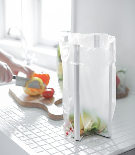 YAMAZAKI home 6784 Kitchen Multi Eco Stand-Multifunctional Plastic Bag Holder, One Size, White