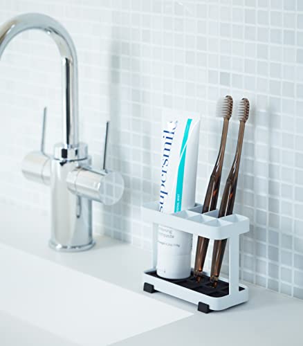 YAMAZAKI home 6802 Toothbrush and Toothpaste Holder for Bathroom Countertop, One Size, White