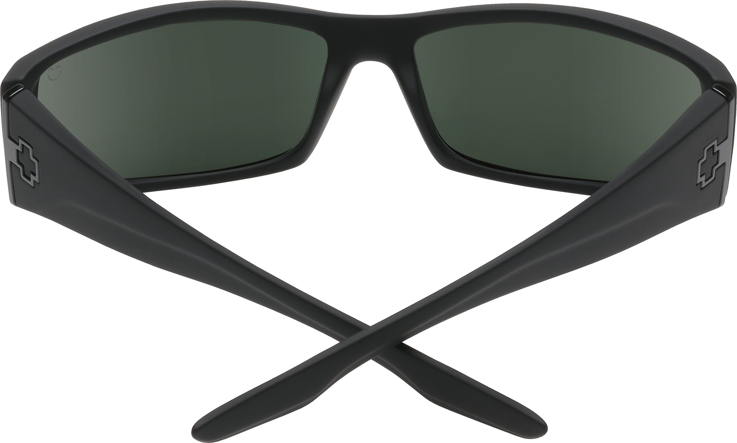 SPY Cooper XL, Rectangular Wrap Sunglasses, Color and Contrast Enhancing Lenses, Matte Black - Grey Polarized Lenses