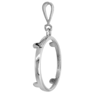 Sterling Silver Quarter Dollar Bezel 24 mm Coins Prong Back Round Edge 25 Cent Coin NOT Included