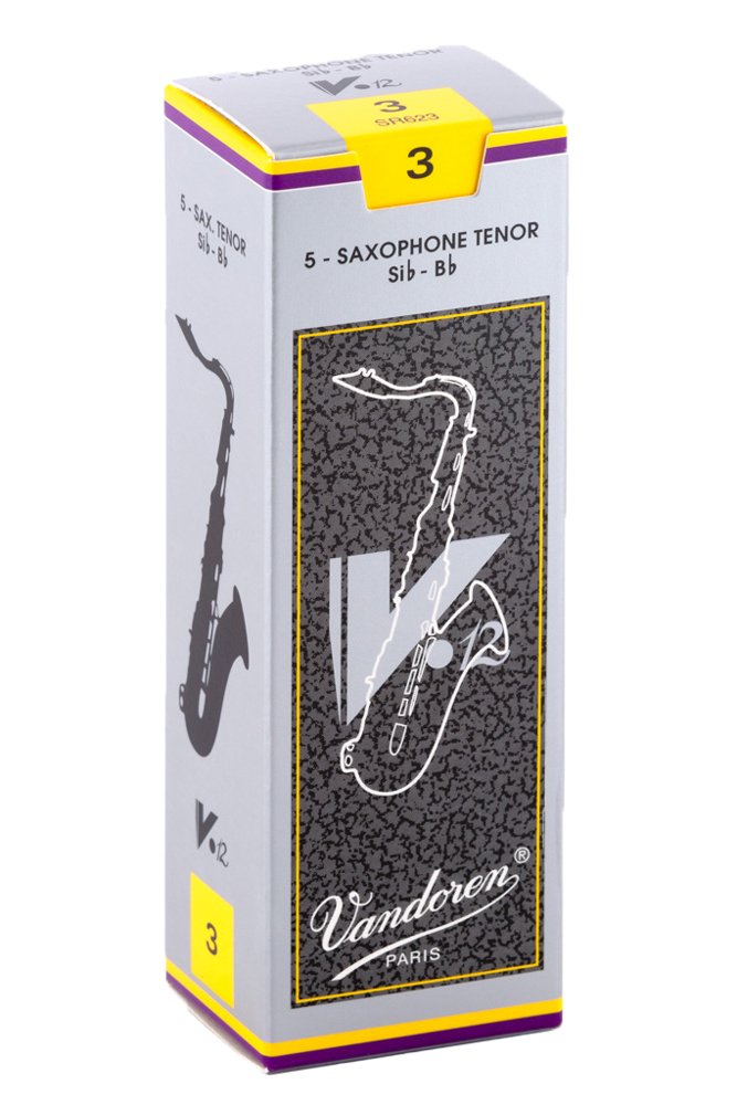 Vandoren SR623 Tenor Sax V.12 Reeds Strength 3; Box of 5, Black