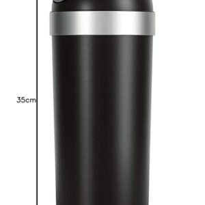 Umbra Venti Kitchen Trash Can with Swing Top Lid, Large 16-Gallon (62 L) Capacity, Black/Nickel