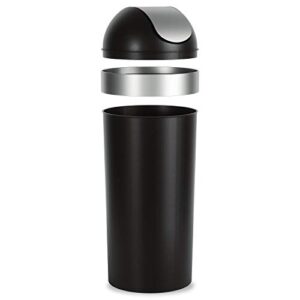 Umbra Venti Kitchen Trash Can with Swing Top Lid, Large 16-Gallon (62 L) Capacity, Black/Nickel