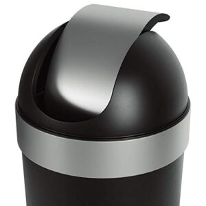 Umbra Venti Kitchen Trash Can with Swing Top Lid, Large 16-Gallon (62 L) Capacity, Black/Nickel