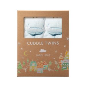 angel dear - blue hippo, cuddle twins blankie set