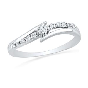 dgold 10kt white gold round diamond bypass promise ring (0.12 cttw)