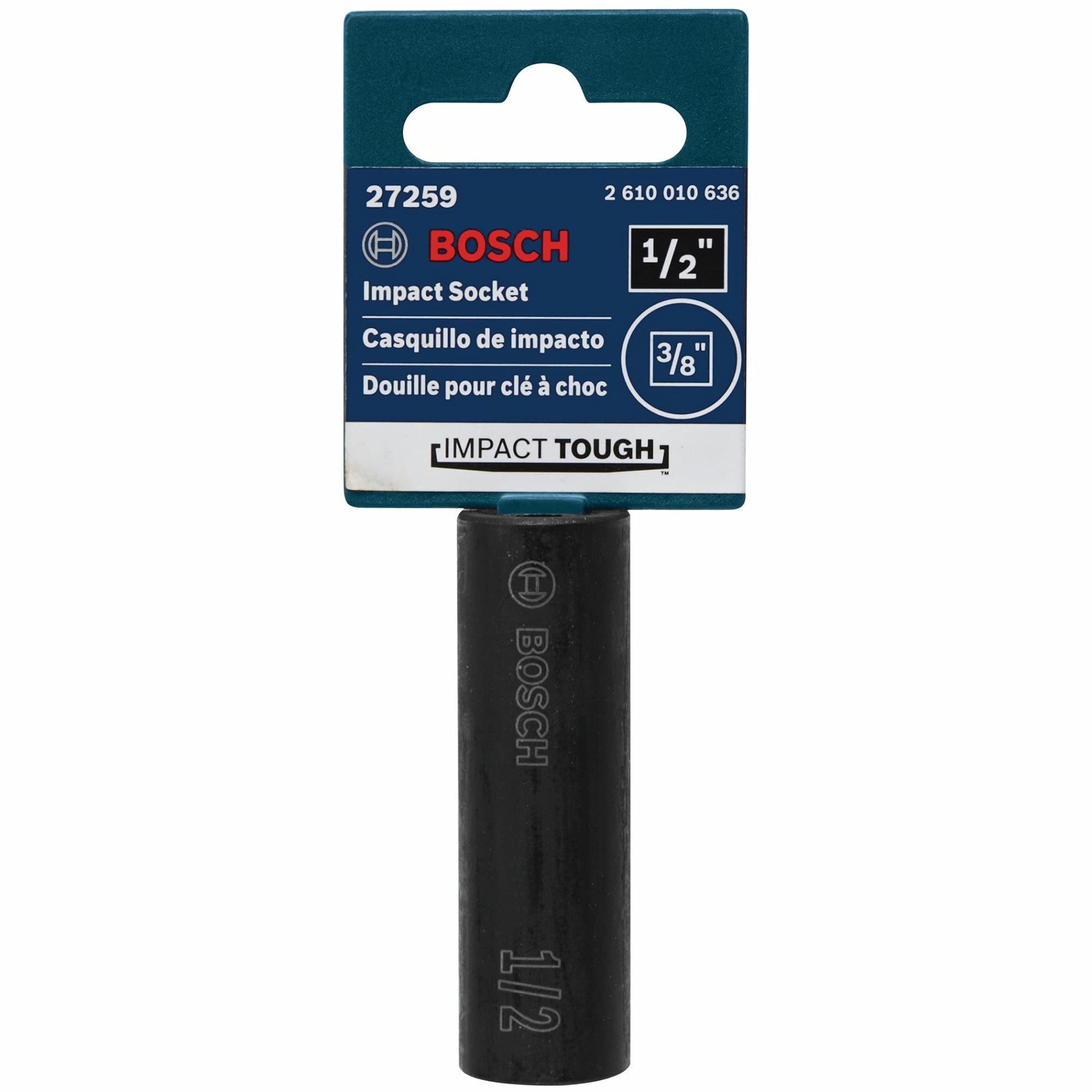 BOSCH 27259 1/2 In., 3/8 In. Shank Impact Tough Deep Well Socket for Applications in High Torque Driving and Fastening