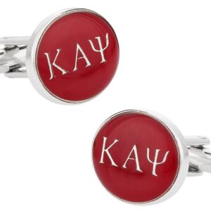 Cuff-Daddy Kappa Alpha Psi Fraternity Cuff Links with Hard-Sided Presentation Gift Box Paraphernalia - Crimson Red & Silver Storage Travel Special Occasions Cufflinks for Men