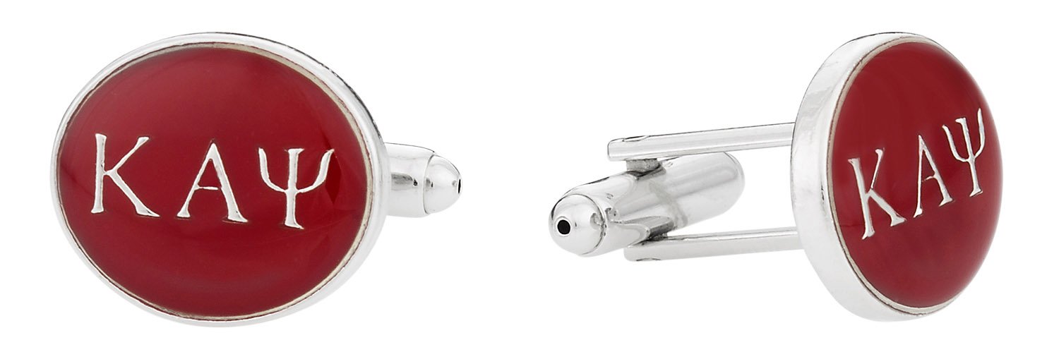 Cuff-Daddy Kappa Alpha Psi Fraternity Cuff Links with Hard-Sided Presentation Gift Box Paraphernalia - Crimson Red & Silver Storage Travel Special Occasions Cufflinks for Men