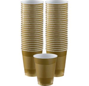 premium gold plastic cups - 18 oz (50 pack) - elegant & heavy-duty design - perfect for parties, events & everyday use