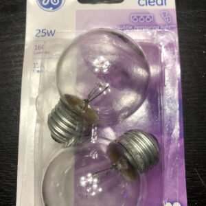 BULB GE G16.5 25W CLR2PK