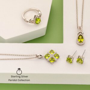 PEORA Peridot Heart Promise Ring for Women 925 Sterling Silver, Natural Gemstone Birthstone, 1.25 Carats Heart Shape 7mm, Size 8