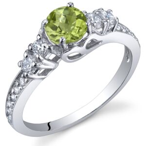 peora peridot solstice ring for women 925 sterling silver, natural gemstone birthstone, 0.50 carat round shape, comfort fit, size 9