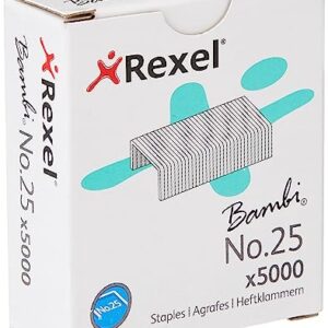 Rexel No.25 Small Staples, for Stapling up to 10 Sheets, Use with Mini Staplers, Box of 5000, 5025