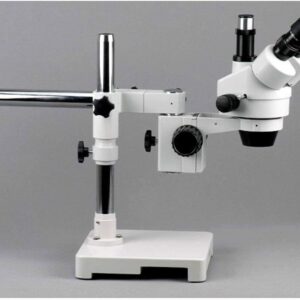 AmScope SM-3TZ-54S Professional Trinocular Stereo Zoom Microscope, WH10x Eyepieces, 3.5X-90X Magnification, 0.7X-4.5X Zoom Objective, 54-Bulb LED Light, Single-Arm Boom Stand, 110V-240V, Includes 0.5X and 2.0X Barlow Lenses